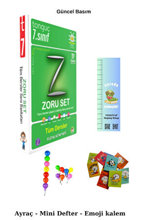 Tonguç 7. Sınıf Tüm Dersler Zoru Bankası (Emoji kalem+Mini defter+TIRTIL ayraç)