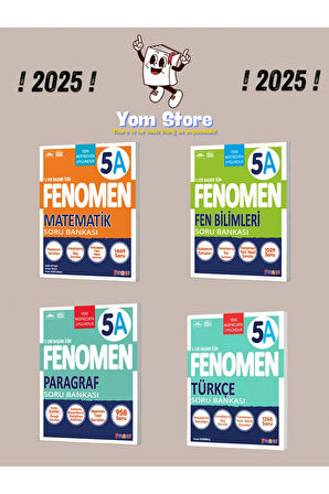 5. Sınıf Matematik + Fen Bilimleri + Türkçe + Paragraf (A SET) Soru Bankaları 2025
