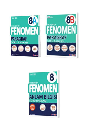 8.Sınıf Fenomen Yayıncılık Anlam Bilgisi + A Paragraf +B Paragraf Soru Bankası Seti
