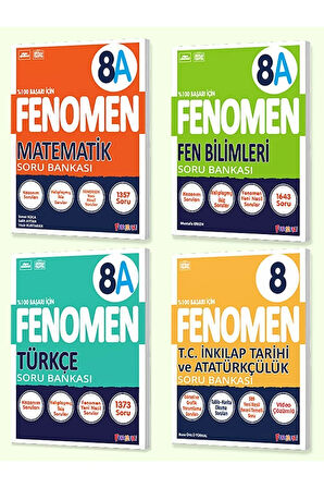 Fenomen 8. Sınıf 4'lü Set 2025 (MatematikA, FenA, Türkçe, İnkılap Tarihi ve Atatürkçülük)