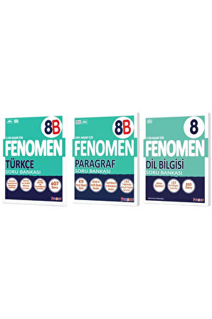 Fenomen Okul 2025 8. Sınıf Türkçe + Paragraf B Serisi + Dil Bilgisi Soru Bankası Seti 3 Kitap
