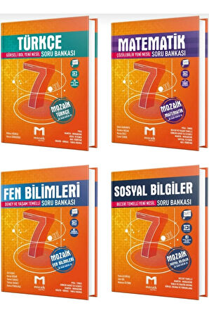 Mozaik 7. Sınıf Matematik Fen Türkçe Sosyal Bilgiler 4'lü Soru Bankası Kitap Seti