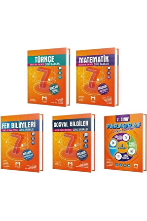 Mozaik 7. Sınıf Matematik Fen Türkçe Sosyal Paragraf 5'li Soru Bankası Kitap Seti