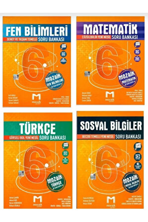 Mozaik 6. Sınıf Matematik Fen Türkçe Sosyal Bilgiler Soru Bankası 4'lü Set