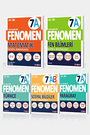 Fenomen 7. Sınıf 5'li A Set (MATEMATİKA, FENA, TÜRKÇEA, SOSYALAB, PARAGRAFA)