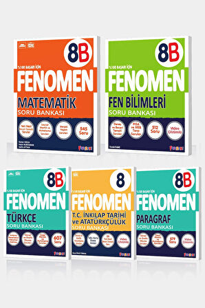 2025 Fenomen 8. Sınıf 5'lı B Set (MatematikB, FenB, TürkçeB, İnkılap, ParagrafB)