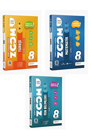 8. Sınıf Zoom Türkçe + Matematik + Fen Bilimleri Soru Bankası Seti