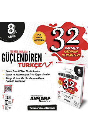 8. Sınıf Güçlendiren Türkçe 32 Haftalık Kazanım Denemesi (yeni Baskı)