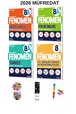 Fenomen 8. Sınıf Mat-Fen-Türkçe (A Serisi)+ İnkilap 4KİTAP SETİ (UZAY A+EMOJİ K+KALEM B)2026
