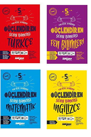 Ankara 5. Sınıf Matematik + Türkçe + Fen + Ingilizce Güçlendiren Soru Seti 4 Kitap 2023