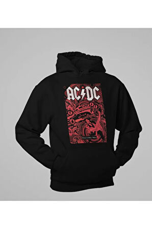 Rock In Roll AC DC Baskılı Unisex Oversize Hoodie