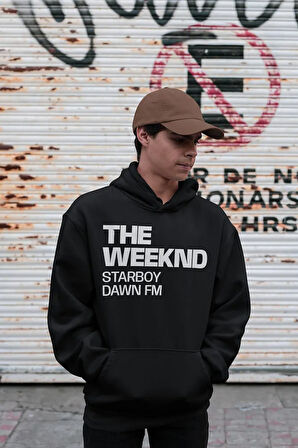 The Weeknd Starboy Dawn Fm Yazılı Unisex Oversize Rapper Tasarım Hoodie