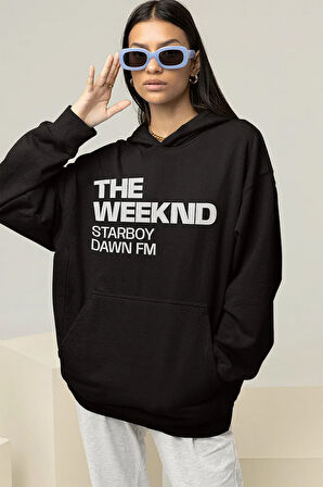 The Weeknd Starboy Dawn Fm Yazılı Unisex Oversize Rapper Tasarım Hoodie