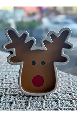 Yeniyıl 3'lü Baston Çan Geyik Dekoratif Tabak Set