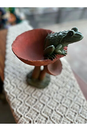 Mantarlı Kurbağalı Iki Gözlü Dekoratif Saksı