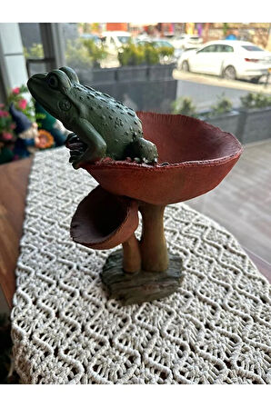 Mantarlı Kurbağalı Iki Gözlü Dekoratif Saksı