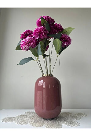 Fuşya Yapay Krizantem Çiçek 9'lu, 56 cm, Hediyelik, Gelin çiçeği