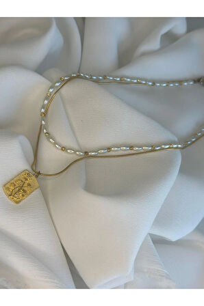 Gold Vintage Kolye - Çiçekli Kolye
