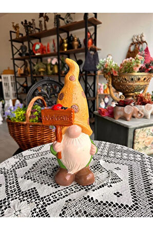 Welcome Cücesi, Gnome Cüce, Bahçe, Kapı, Teras Dekor, Hediye Alternatifi