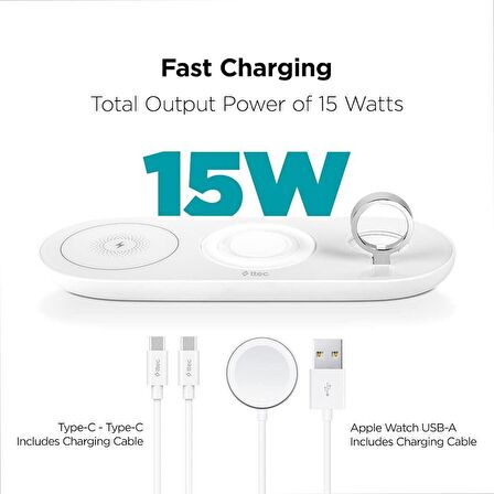 ttec AirCharger Trio 3'ü 1 Arada iPhone + Apple Watch + AirPods Kablosuz Hızlı Şarj Aleti - Teşhir 