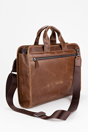 %100 Hakiki Deri Business Laptop & Evrak Çantası 14 inç