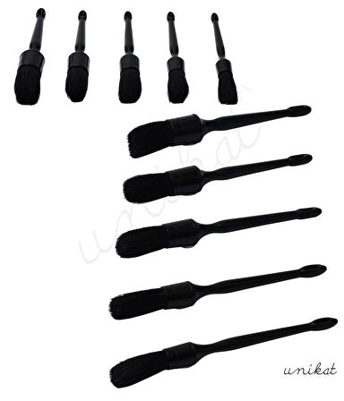 5'li Siyah Renk Farklı Boylarda Detay Temizlik Fırçası - piano black