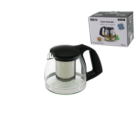 700ML CAM DEMLİK ÇELİK SÜZGEÇLİ - PLASTİK KULP - KAPAK - KROM ÇERÇEVE (5616)