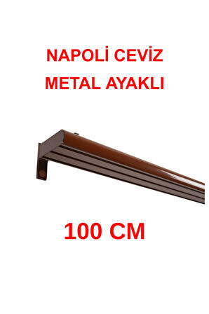 Napoli Metal Başlıklı Üçlü Dekoratif Ray Korniş Modern Rustik Ceviz 100 cm