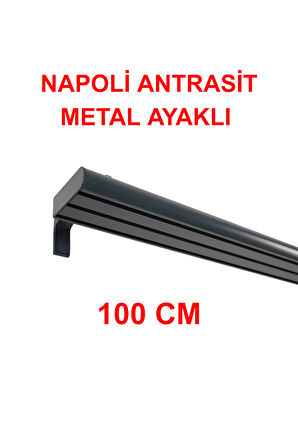 Napoli Metal Başlıklı Üçlü Dekoratif Ray Korniş Modern Rustik Antrasit 100 cm