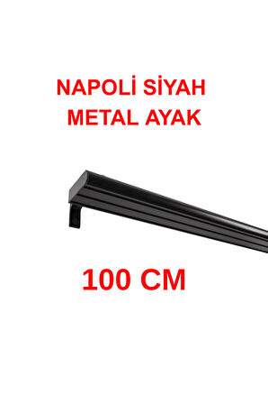 Napoli Metal Başlıklı Üçlü Dekoratif Ray Korniş Modern Rustik Siyah 100 cm