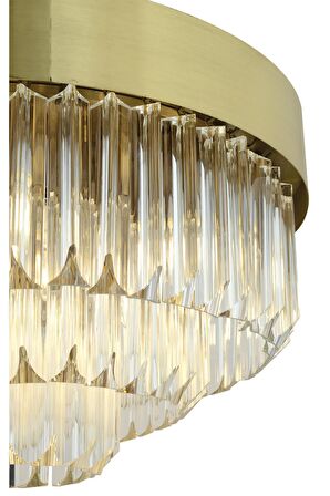 Hanzade Yuvarlak Eskitme  Kristalli, Taşlı Modern Tasarım Kristal Salon Avize