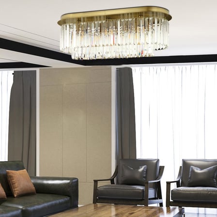 Nilüfer Dikdörtgen Eskitme Kristalli Taşlı Modern Tasarım Yemek Masa Üstü Kristal Salon Avize