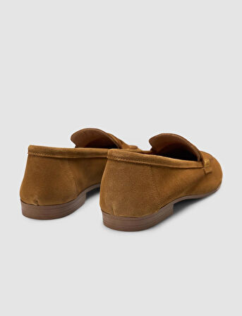 %100 Hakiki Deri Taba Süet Kadın Loafer