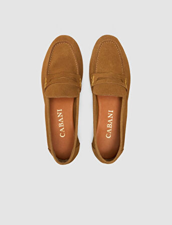 %100 Hakiki Deri Taba Süet Kadın Loafer