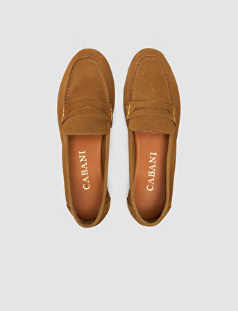 %100 Hakiki Deri Taba Süet Kadın Loafer