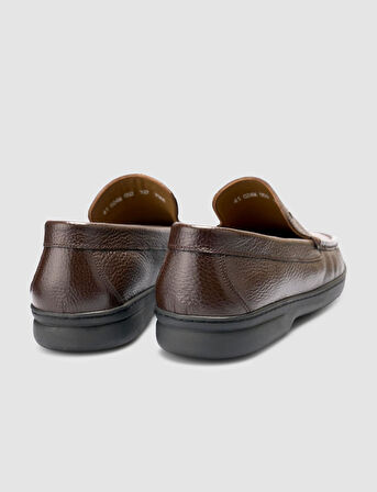 Cabani %100 Hakiki Deri Koyu Kahverengi Dikiş Detaylı Loafer Ayakkabı