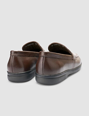 Cabani %100 Hakiki Deri Koyu Kahverengi Düz Erkek Loafer