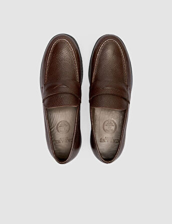 Cabani %100 Hakiki Deri Koyu Kahverengi Düz Erkek Loafer