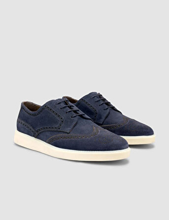 %100 Hakiki Deri Süet Lacivert Erkek Günlük Ayakkabı