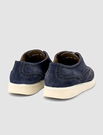 %100 Hakiki Deri Süet Lacivert Erkek Günlük Ayakkabı