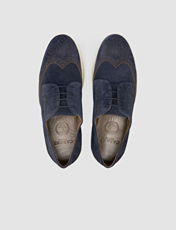%100 Hakiki Deri Süet Lacivert Erkek Günlük Ayakkabı