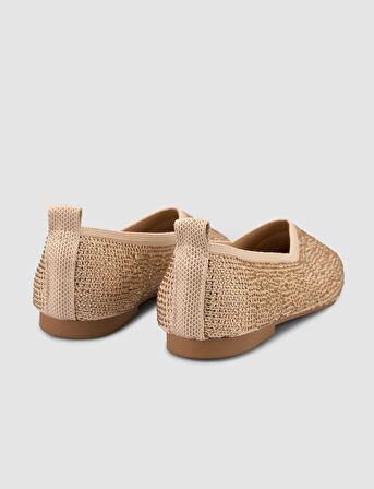 Kumaş Taşlı Bej Kadın Babet