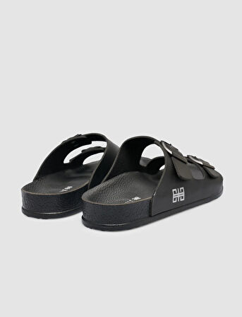 Toka Detaylı Siyah Erkek Terlik