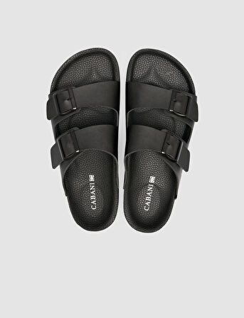 Toka Detaylı Siyah Erkek Terlik