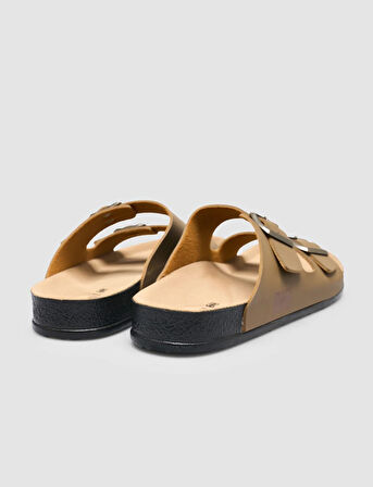 Toka Detaylı Vizon Erkek Terlik