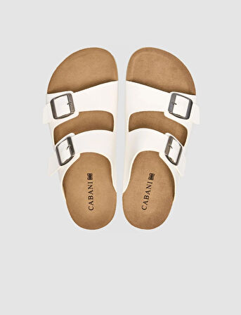 Toka Detaylı Beyaz Kadın Terlik