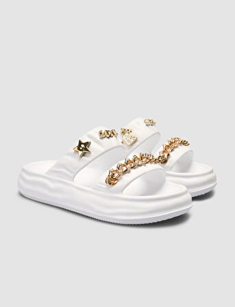Snx Beyaz Charm Detaylı Kadın Eva Terlik
