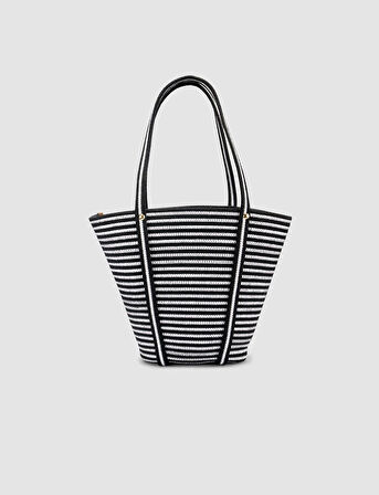 Cabani Geniş Hacimli Siyah Kumaş Plaj Çantası