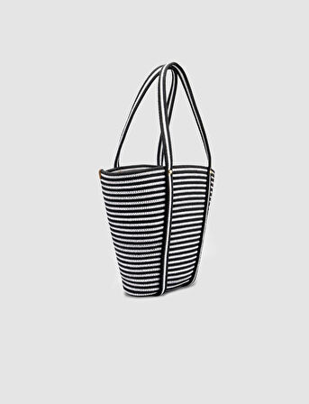 Cabani Geniş Hacimli Siyah Kumaş Plaj Çantası