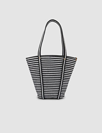 Cabani Geniş Hacimli Siyah Kumaş Plaj Çantası